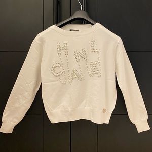 Luxury sweater with faux embroidered detailed pearls - Chanel size S